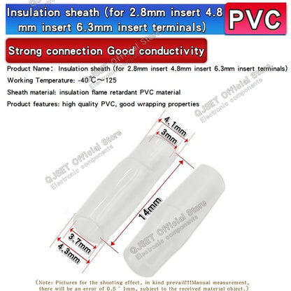 100Pcs 2.8mm 4.8mm 6.3mm Plug Spring Female Male Spade Cold Crimp Terminals Connector Car Speaker Electrical Wire Connectors Set