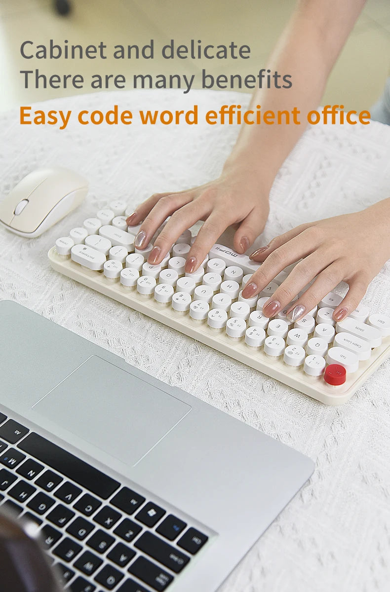 MOFII Wireless Keyboard and Mouse, Cute Colorful 68 Round Keycap Compact Keyboard for Computer, Computer, Desktop, Laptop