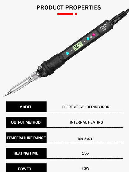 LF 80W Digital display soldering iron welding set C/F switching calibration temperature 100-500C home repair DIY soldering set