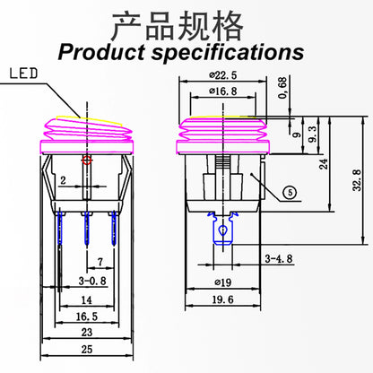 5PCS ON/OFF Round Waterproof Boat LED Rocker Switch Light 12V 220V Power Button Switch On Off On Toggle Boat