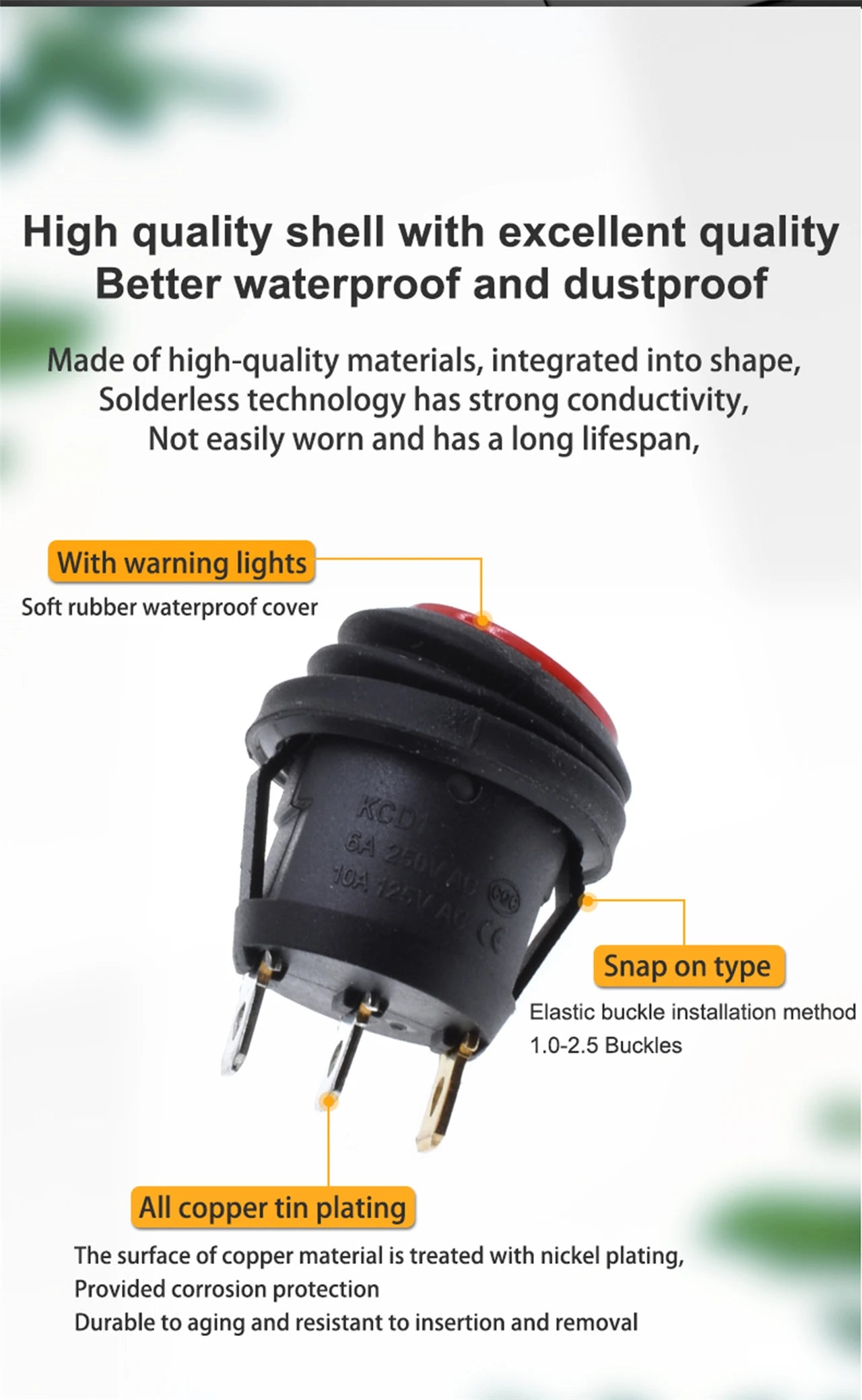 5PCS ON/OFF Round Waterproof Boat LED Rocker Switch Light 12V 220V Power Button Switch On Off On Toggle Boat