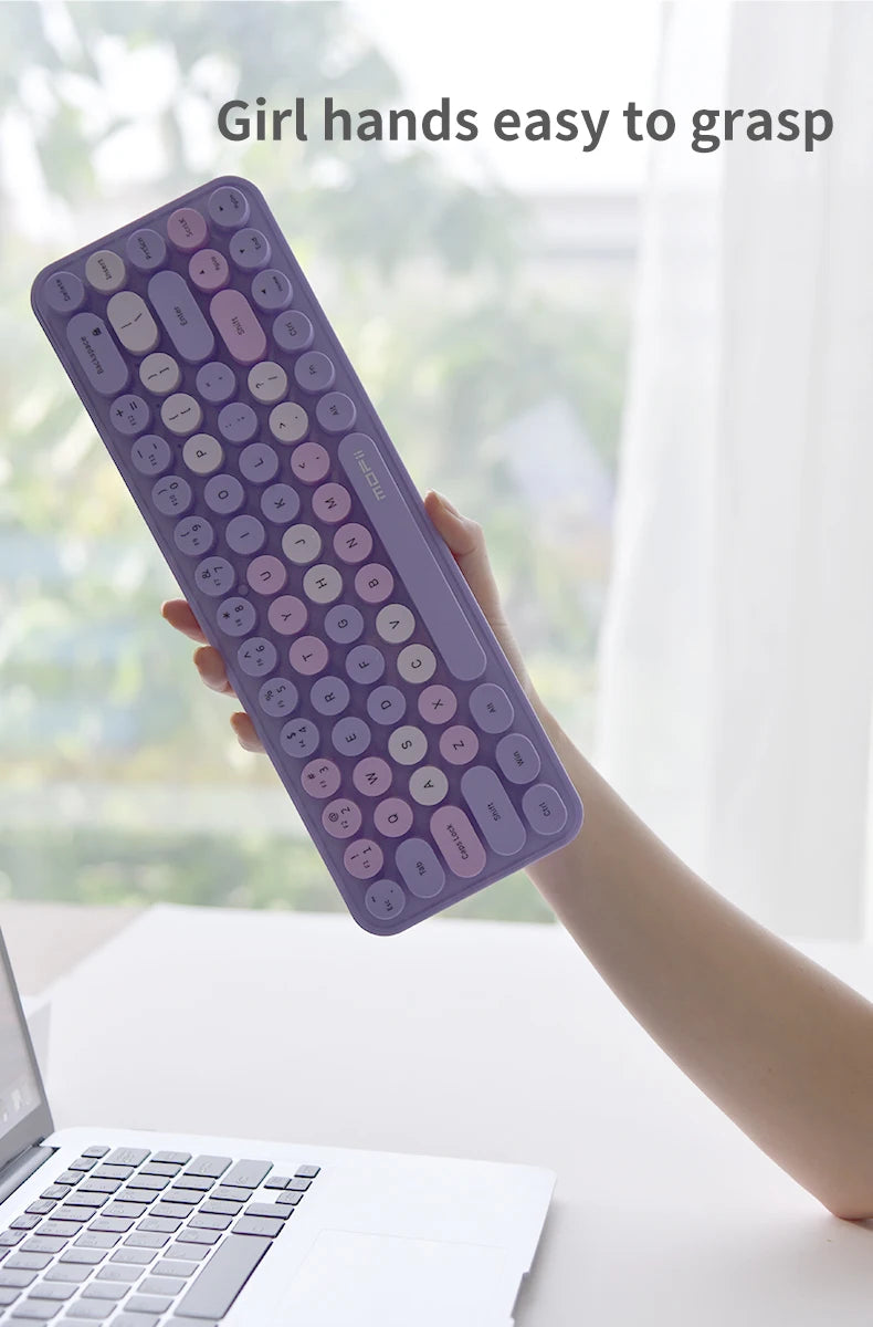 MOFII Wireless Keyboard and Mouse, Cute Colorful 68 Round Keycap Compact Keyboard for Computer, Computer, Desktop, Laptop