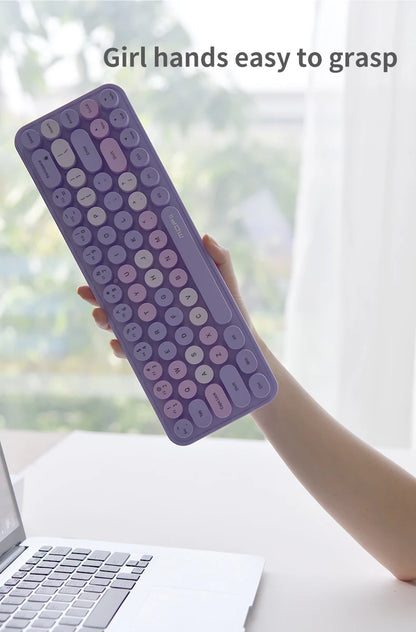 MOFII Wireless Keyboard and Mouse, Cute Colorful 68 Round Keycap Compact Keyboard for Computer, Computer, Desktop, Laptop