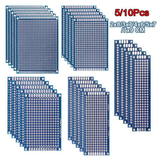 5/10PCS PCB Board Prototype Board Blue 2x8/3x7/4x6/5x7/7x9cm Double
