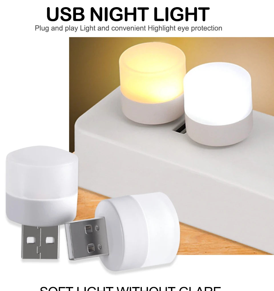 Mini USB Night Light LED Plug Lamp 1W Super Bright Eye Protection USB Book Light Computer Mobile Power Charging USB LED