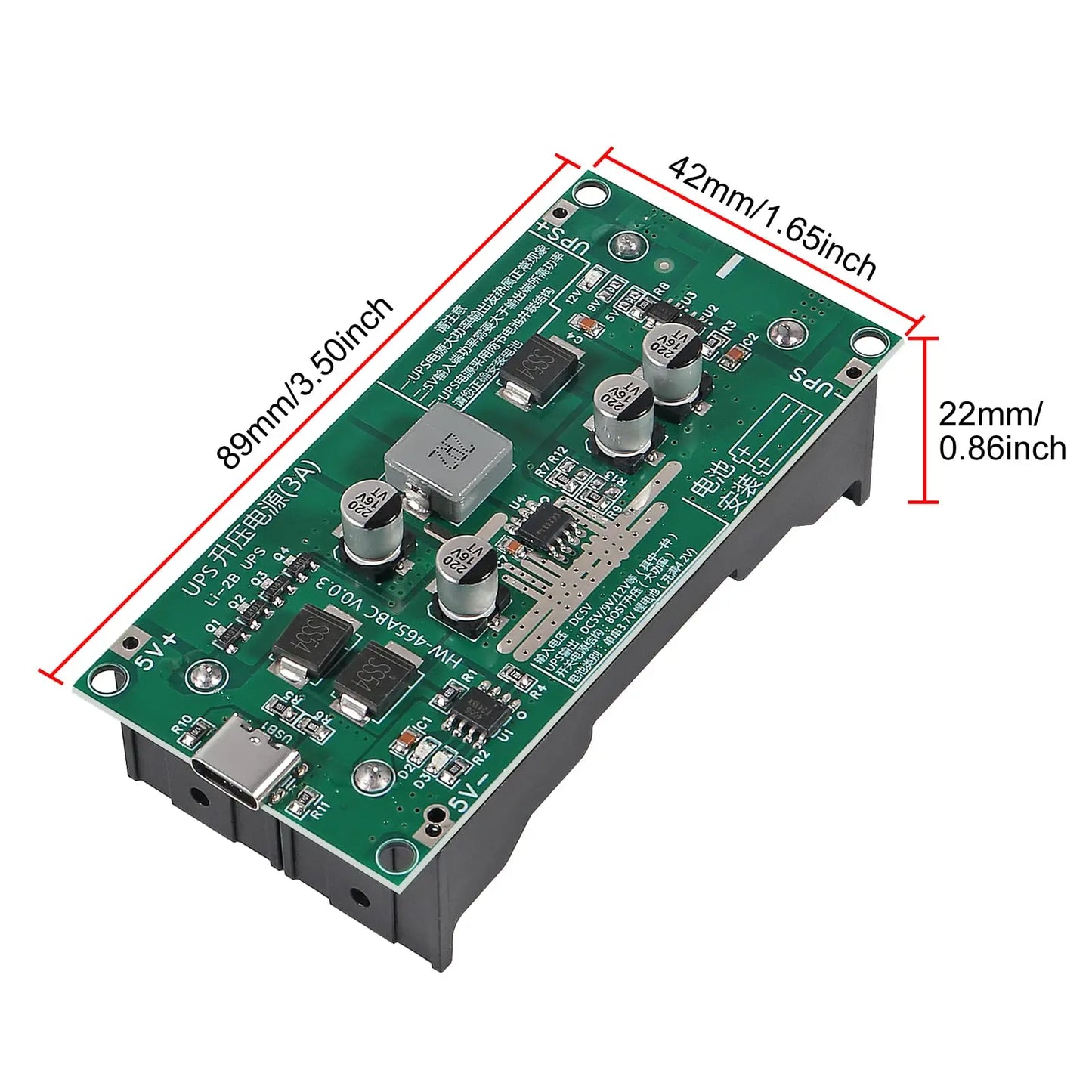 Type-C 15W 3A Fast Charge UPS Power Supply / 18650 Lithium Battery