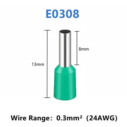 Tubular Crimp Terminals Electrical Wire Cable Ferrules Connectors 308 E0508 E7508 E1008 E1508 E2508 E4009 E6012 E10-12 Insulated