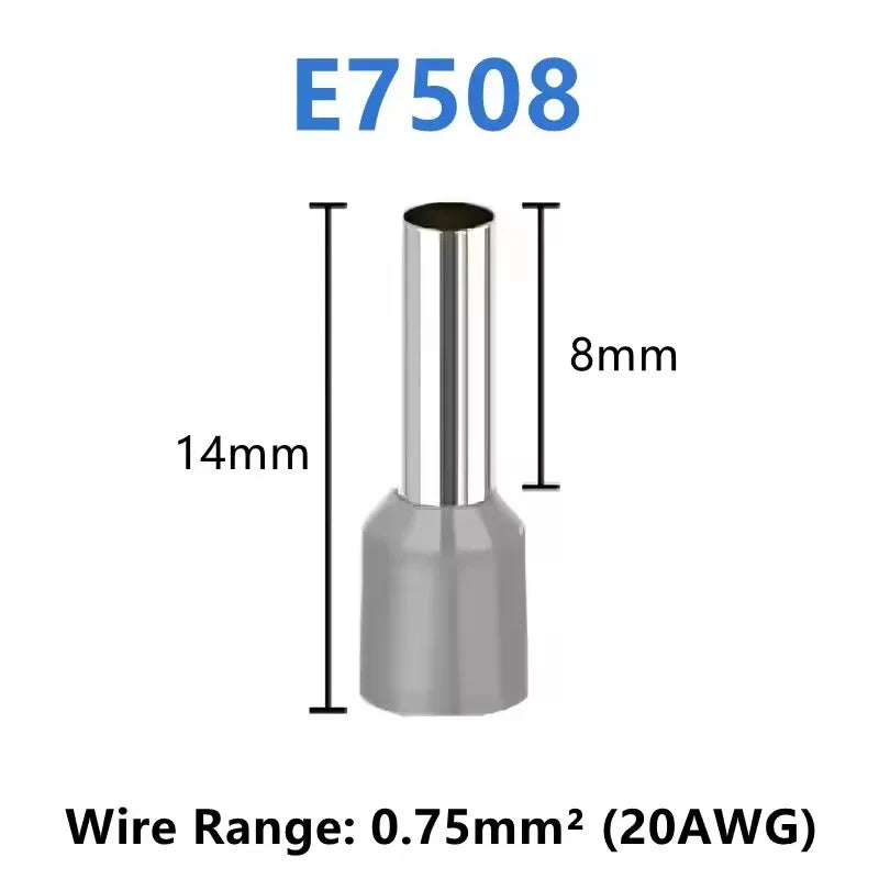 Tubular Crimp Terminals Electrical Wire Cable Ferrules Connectors 308 E0508 E7508 E1008 E1508 E2508 E4009 E6012 E10-12 Insulated