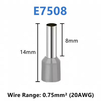 Tubular Crimp Terminals Electrical Wire Cable Ferrules Connectors 308 E0508 E7508 E1008 E1508 E2508 E4009 E6012 E10-12 Insulated