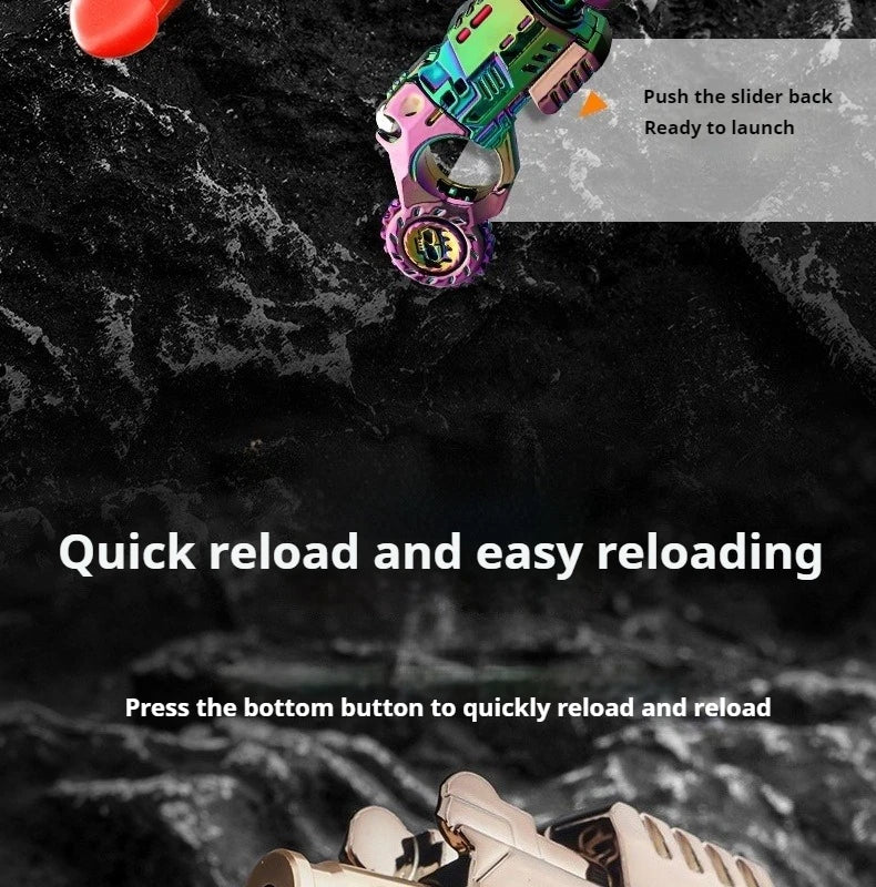 Mini Metal EDC Stress Relief Toy Pistol Guns Eject Fidget Roller Spinner Mechanical Slider Ratchet Wheel Paragraph Ring Adults