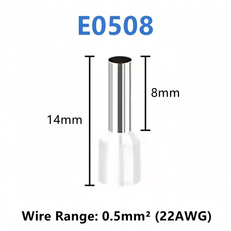 Tubular Crimp Terminals Electrical Wire Cable Ferrules Connectors 308 E0508 E7508 E1008 E1508 E2508 E4009 E6012 E10-12 Insulated
