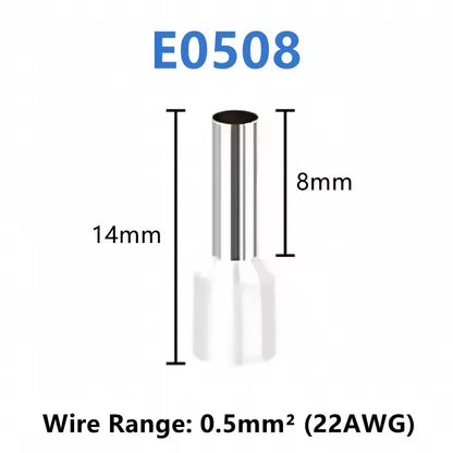 Tubular Crimp Terminals Electrical Wire Cable Ferrules Connectors 308 E0508 E7508 E1008 E1508 E2508 E4009 E6012 E10-12 Insulated