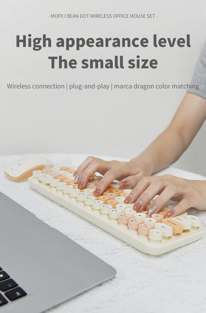 MOFII Wireless Keyboard and Mouse, Cute Colorful 68 Round Keycap Compact Keyboard for Computer, Computer, Desktop, Laptop