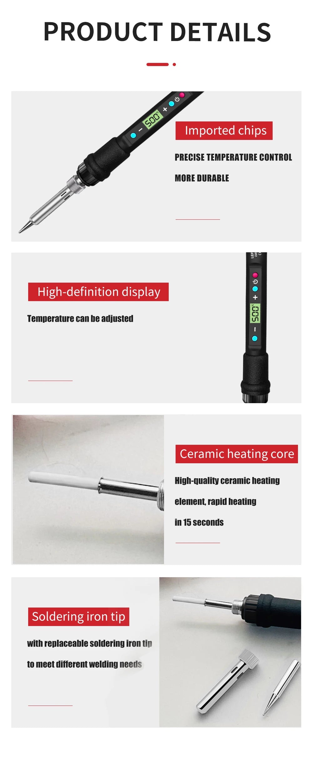 LF 80W Digital display soldering iron welding set C/F switching calibration temperature 100-500C home repair DIY soldering set