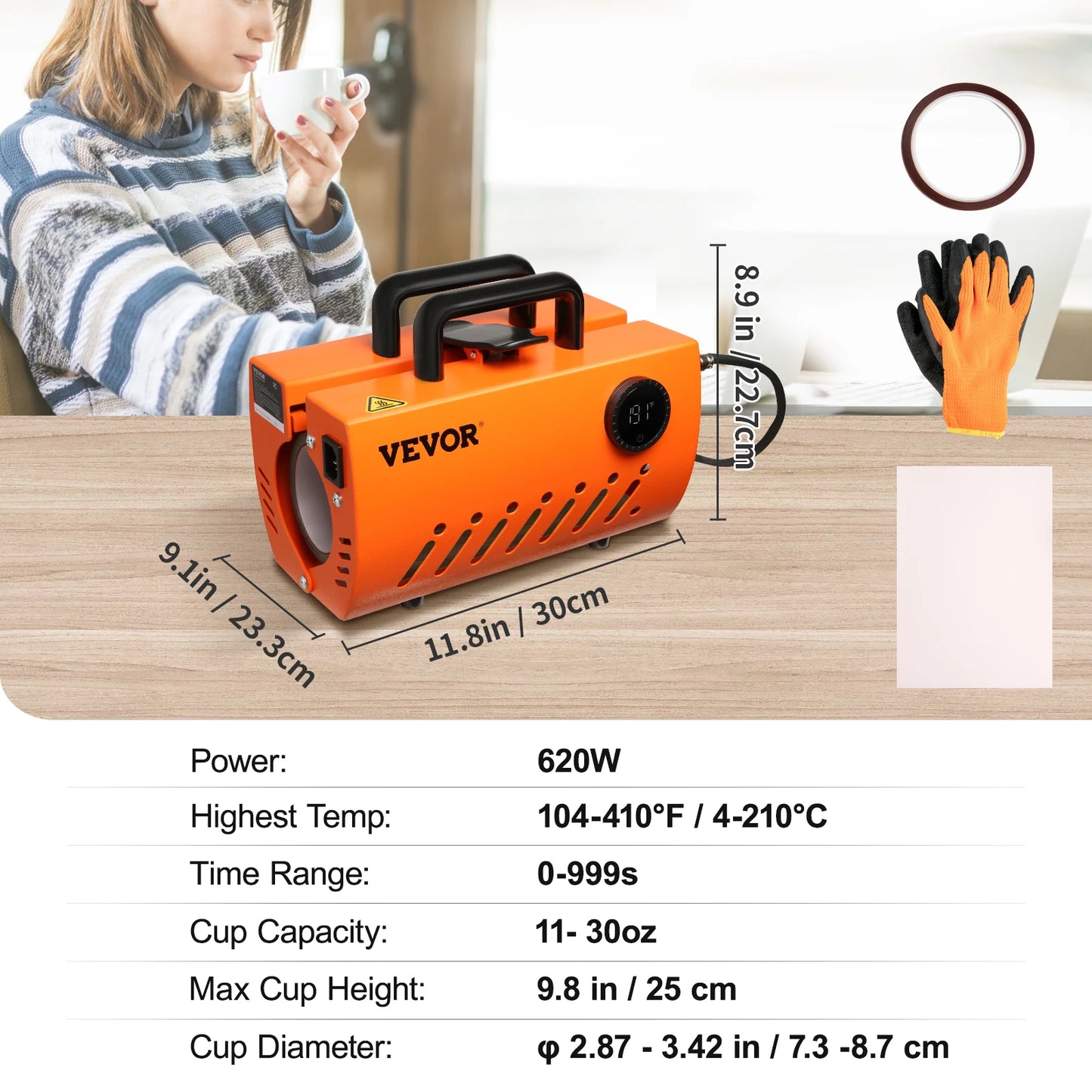 SucceBuy 11-15oz 30oz Mug Heat Press Mini Gift Ceramic Cup Presser Tumbler DIY Handheld Sublimation Blanks Auto Printing Machine