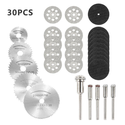 6-32Pcs Mini Circular Saw Blade Set Sanding Grinding Wheel Cutting Disc for Dremel Accessories Metal Cutting Rotary Tools