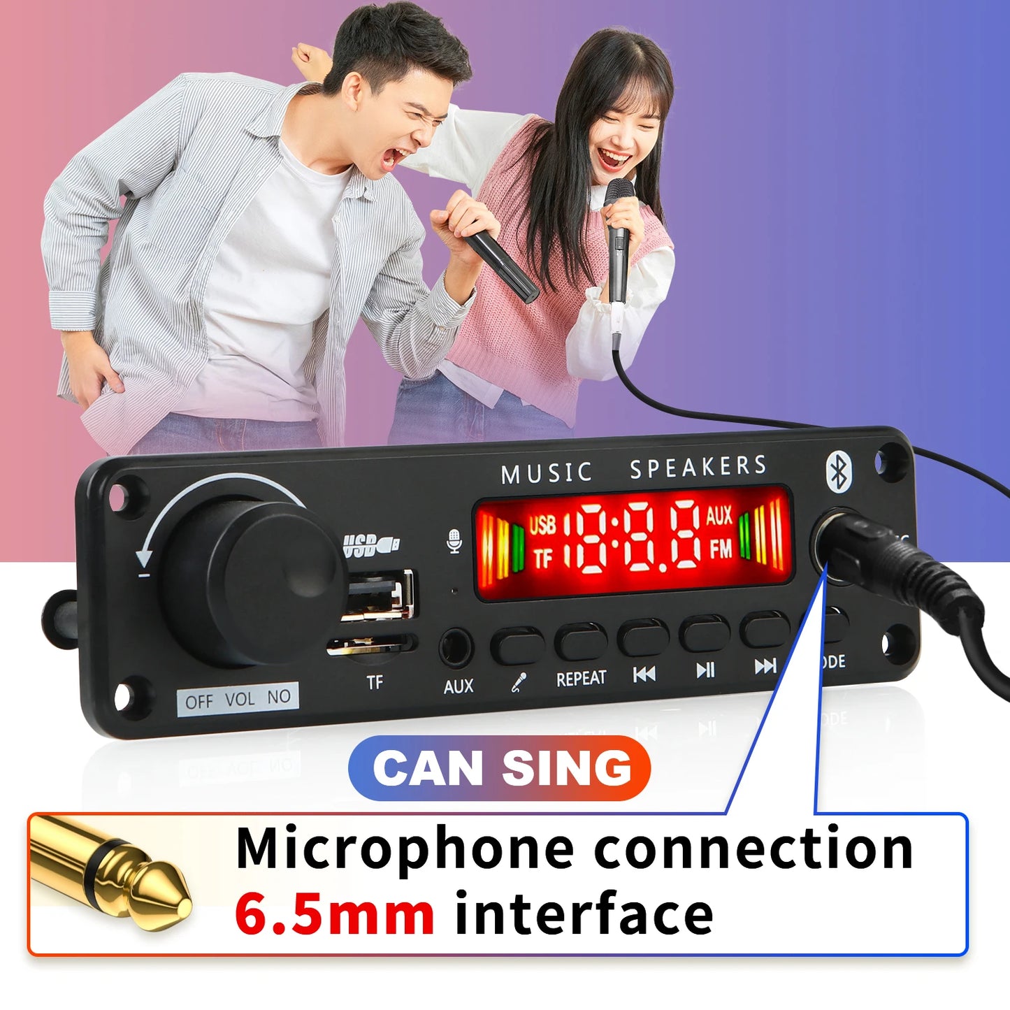 NEW 200W  Amplifier Bluetooth DIY MP3 WAV Decoder Board DC 12V 100W  Wireless Car USB MP3 Player TF Card Slot USB FM with Mic