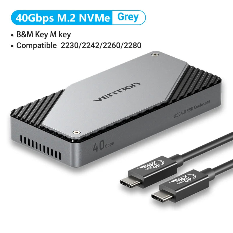 Vention 40Gbps M.2 NVMe SSD Enclosure Case M.2 to USB 4.0 Adapter for M.2 NVME USB Type C Gen External Enclosure SSD Box Case