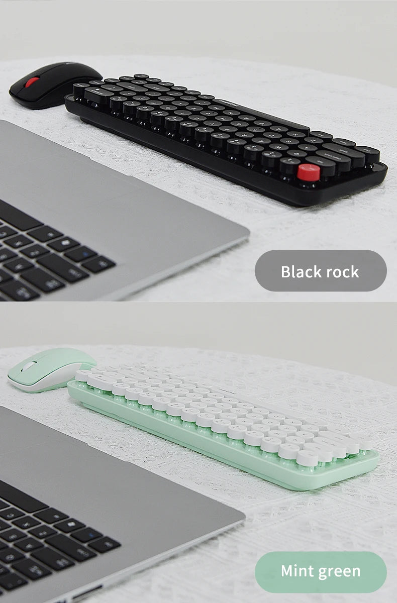 MOFII Wireless Keyboard and Mouse, Cute Colorful 68 Round Keycap Compact Keyboard for Computer, Computer, Desktop, Laptop