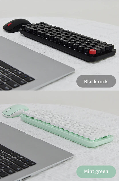 MOFII Wireless Keyboard and Mouse, Cute Colorful 68 Round Keycap Compact Keyboard for Computer, Computer, Desktop, Laptop
