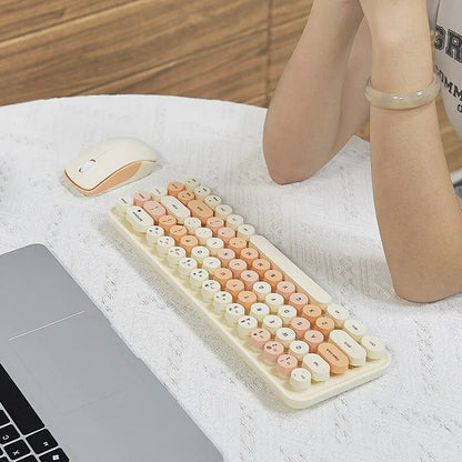 MOFII Wireless Keyboard and Mouse, Cute Colorful 68 Round Keycap Compact Keyboard for Computer, Computer, Desktop, Laptop