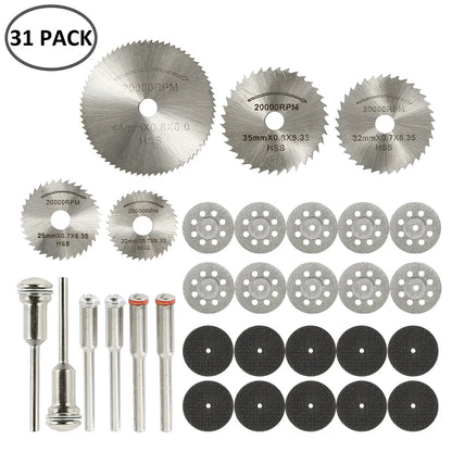 6-32Pcs Mini Circular Saw Blade Set Sanding Grinding Wheel Cutting Disc for Dremel Accessories Metal Cutting Rotary Tools