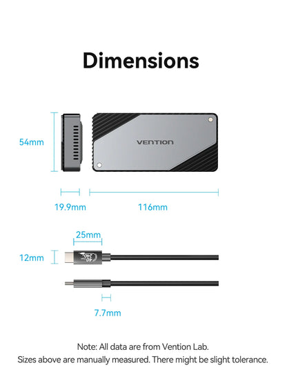 Vention 40Gbps M.2 NVMe SSD Enclosure Case M.2 to USB 4.0 Adapter for M.2 NVME USB Type C Gen External Enclosure SSD Box Case