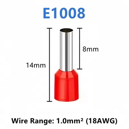 Tubular Crimp Terminals Electrical Wire Cable Ferrules Connectors 308 E0508 E7508 E1008 E1508 E2508 E4009 E6012 E10-12 Insulated