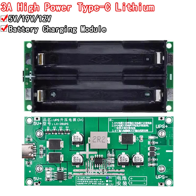 Type-C 15W 3A 18650 Lithium Battery Charger Module DC-DC Step Up