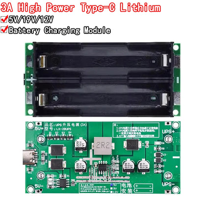Type-C 15W 3A 18650 Lithium Battery Charger Module DC-DC Step Up