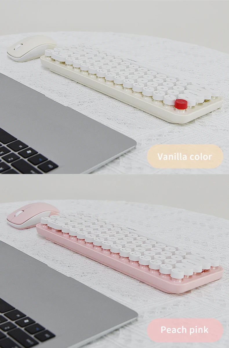 MOFII Wireless Keyboard and Mouse, Cute Colorful 68 Round Keycap Compact Keyboard for Computer, Computer, Desktop, Laptop