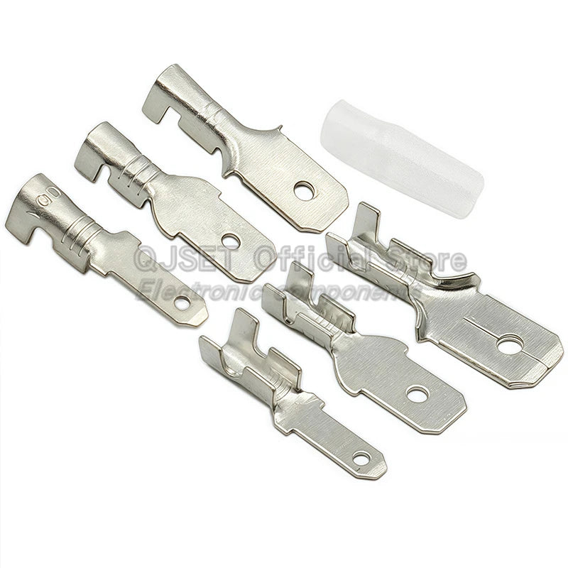 100Pcs 2.8mm 4.8mm 6.3mm Plug Spring Female Male Spade Cold Crimp Terminals Connector Car Speaker Electrical Wire Connectors Set