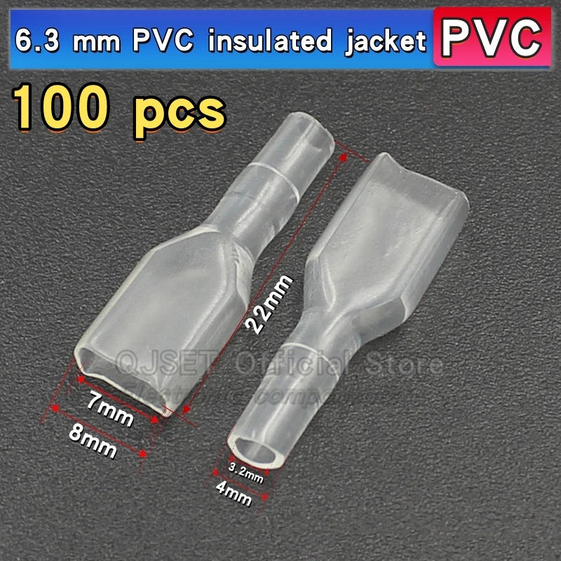 100Pcs 2.8mm 4.8mm 6.3mm Plug Spring Female Male Spade Cold Crimp Terminals Connector Car Speaker Electrical Wire Connectors Set