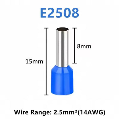 Tubular Crimp Terminals Electrical Wire Cable Ferrules Connectors 308 E0508 E7508 E1008 E1508 E2508 E4009 E6012 E10-12 Insulated