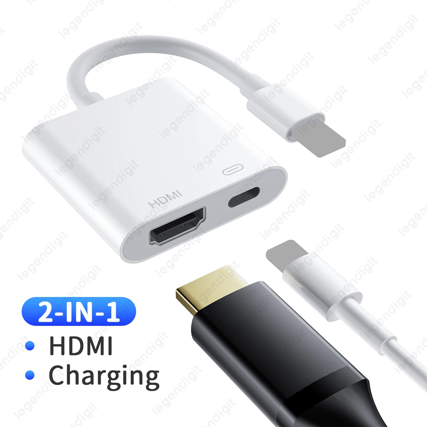 HDTV Adapter 1080P HD Plug&Play OTG Adapter USBA Converter with Charging Port iPhone to HDTV Adapter for Projector/Monitor/TV