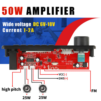 NEW 200W  Amplifier Bluetooth DIY MP3 WAV Decoder Board DC 12V 100W  Wireless Car USB MP3 Player TF Card Slot USB FM with Mic