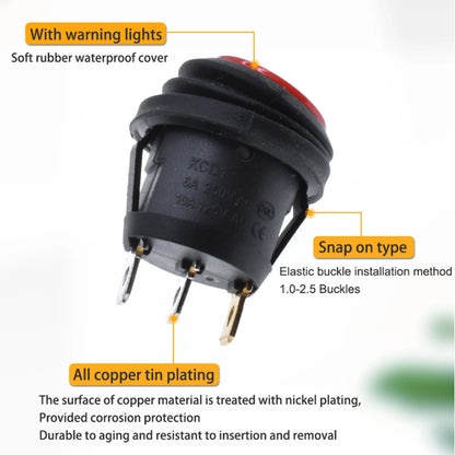 5PCS ON/OFF Round Waterproof Boat LED Rocker Switch Light 12V 220V Power Button Switch On Off On Toggle Boat