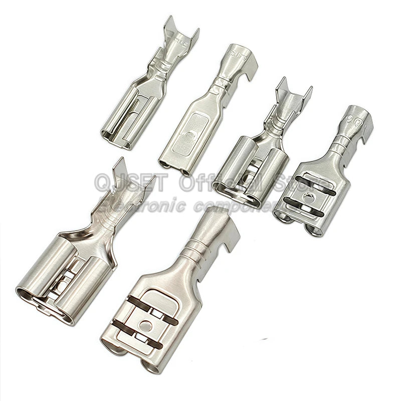 100Pcs 2.8mm 4.8mm 6.3mm Plug Spring Female Male Spade Cold Crimp Terminals Connector Car Speaker Electrical Wire Connectors Set