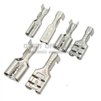 100Pcs 2.8mm 4.8mm 6.3mm Plug Spring Female Male Spade Cold Crimp Terminals Connector Car Speaker Electrical Wire Connectors Set