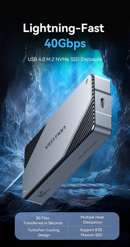 Vention 40Gbps M.2 NVMe SSD Enclosure Case M.2 to USB 4.0 Adapter for M.2 NVME USB Type C Gen External Enclosure SSD Box Case