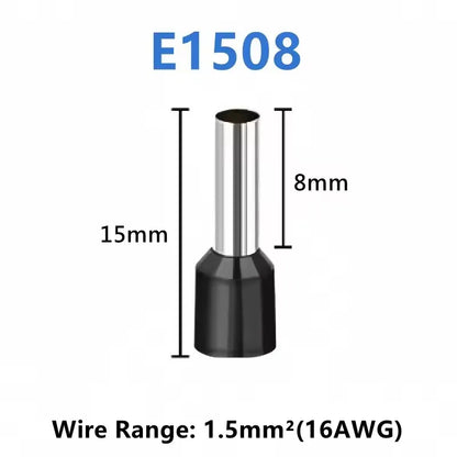 Tubular Crimp Terminals Electrical Wire Cable Ferrules Connectors 308 E0508 E7508 E1008 E1508 E2508 E4009 E6012 E10-12 Insulated