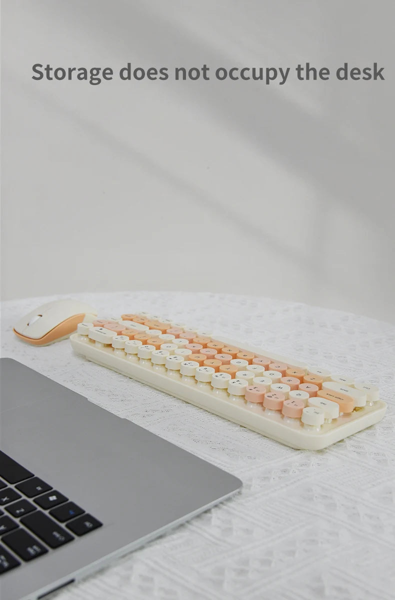 MOFII Wireless Keyboard and Mouse, Cute Colorful 68 Round Keycap Compact Keyboard for Computer, Computer, Desktop, Laptop