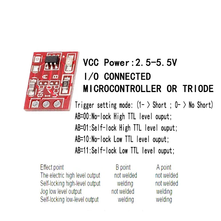 TTP223 Touch Key Switch Module Touching Button Self-Locking/No-Locking Capacitive Switches Single Channel Reconstruction
