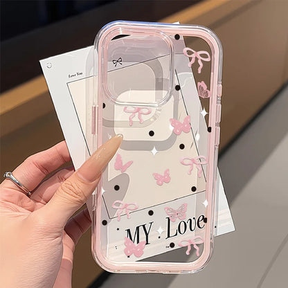 Love Heart Phone Case For iPhone 17 Case iPhone 13 16 15 11 12 14 Pro Max 17 Air Silicone 2 IN 1 Shockproof Soft Clear Cover