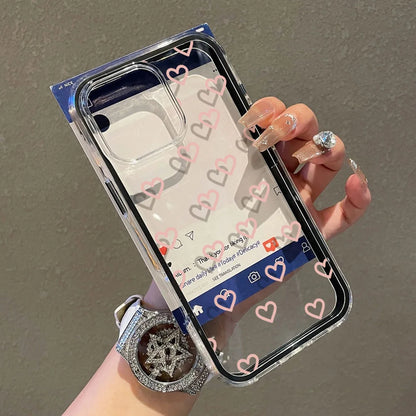 Love Heart Phone Case For iPhone 17 Case iPhone 13 16 15 11 12 14 Pro Max 17 Air Silicone 2 IN 1 Shockproof Soft Clear Cover