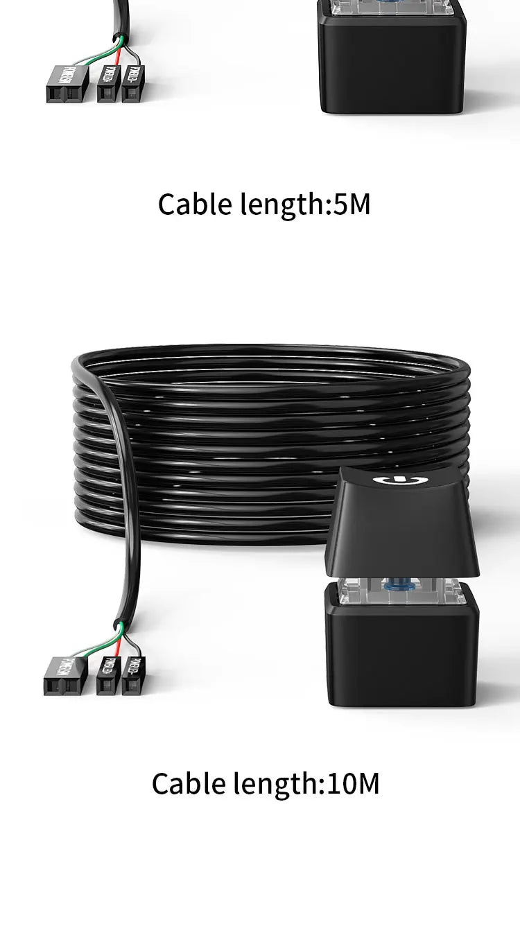 TEUCER 1.65/5/10m LED Lights Computer Desktop Switch PC Motherboard External Start Power Button Extension Cable for Home Office