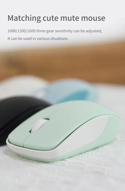 MOFII Wireless Keyboard and Mouse, Cute Colorful 68 Round Keycap Compact Keyboard for Computer, Computer, Desktop, Laptop