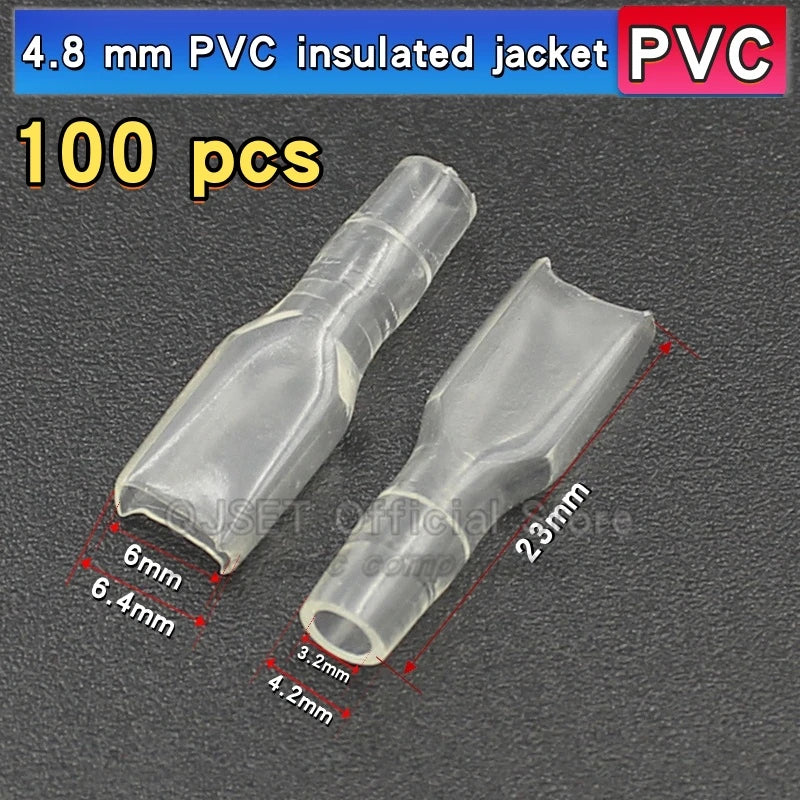 100Pcs 2.8mm 4.8mm 6.3mm Plug Spring Female Male Spade Cold Crimp Terminals Connector Car Speaker Electrical Wire Connectors Set