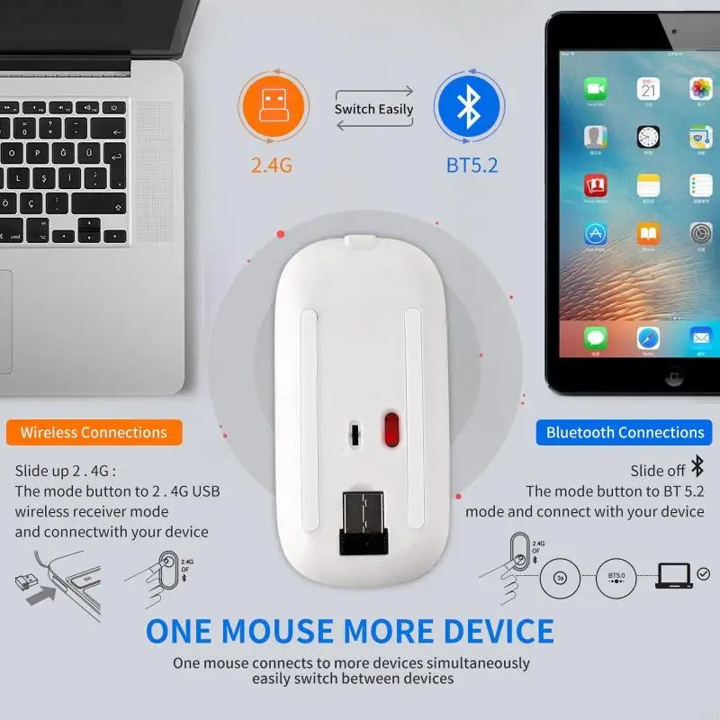 Rechargeable 2.4GHz Bluetooth-compatible Wireless Mouse with Crystal Diamond for Rhinestone RGB Backlit Great Gift for H