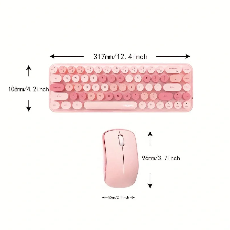 MOFII Wireless Keyboard and Mouse, Cute Colorful 68 Round Keycap Compact Keyboard for Computer, Computer, Desktop, Laptop